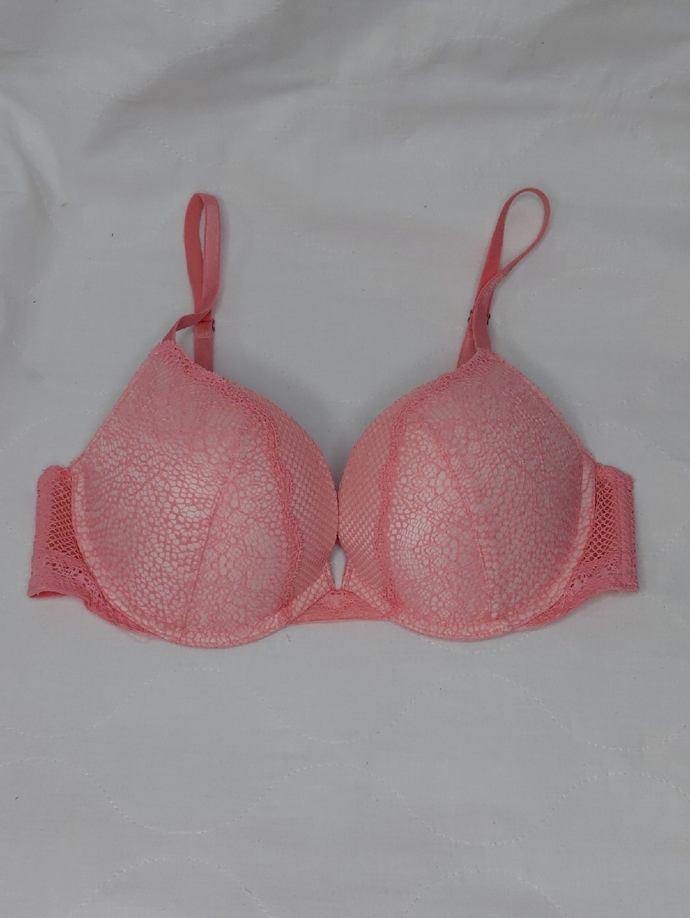 Victoria's Secret Very Sexy Lace Pushup Bra-36B- Salmon Peach Pink